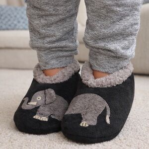 Snoozies Elephant Slippers Womens Size L 9 10 Non Skid Cozy New